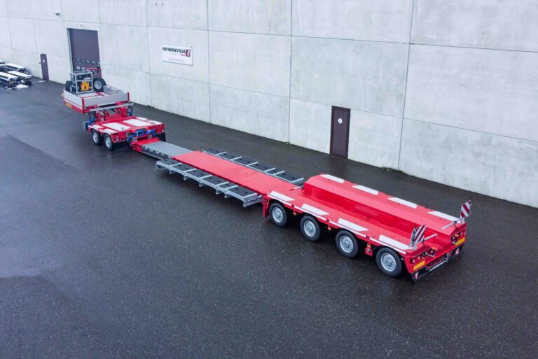 A low bed trailer 2+4 with excavator deck from Faymonville